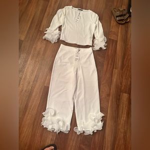 Zara white ruffle two piece size M from Dubai